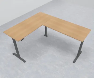 Elektrisch höhenverstellbarer Winkelschreibtisch 200 x 240 cm DSM Grafit Eiche