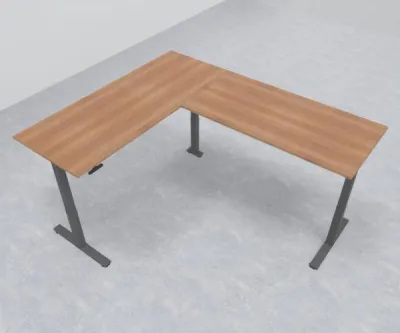 Elektrisch höhenverstellbarer Winkelschreibtisch 200 x 240 cm DSM Grafit Nussbaum