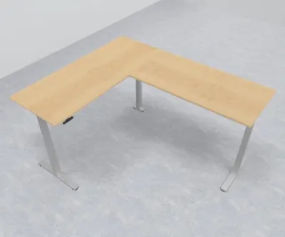 Elektrisch höhenverstellbarer Winkelschreibtisch 200 x 240 cm DSM Silber Ahorn