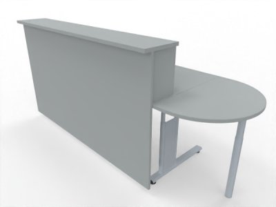 Empfangstheke Solid 180 cm mit Anbautisch 50 cm Lichtgrau Vorderansicht