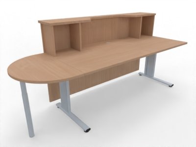 Empfangstheke Solid 180 cm mit Anbautisch 50 cm Buche Innenansicht