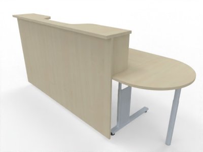 Empfangstheke 180 cm mit Anbautisch 50 cm Ahorn Vorderansicht