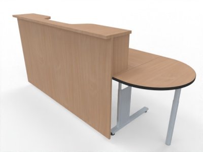 Empfangstheke 180 cm mit Anbautisch 50 cm Buche Vorderansicht