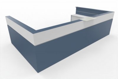 Empfangstheke Casus 416 x 228 cm Blau-Weiß
