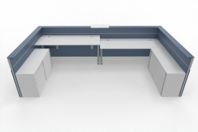 Empfangstheke Casus 416 x 228 cm Blau-Weiß