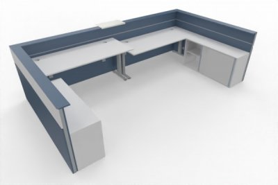 Empfangstheke Casus 416 x 228 cm Blau-Weiß