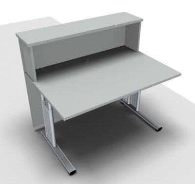 Empfangstheke Solid 120 cm mit Taschenablage  Lichtgrau ohne Ausschnitt