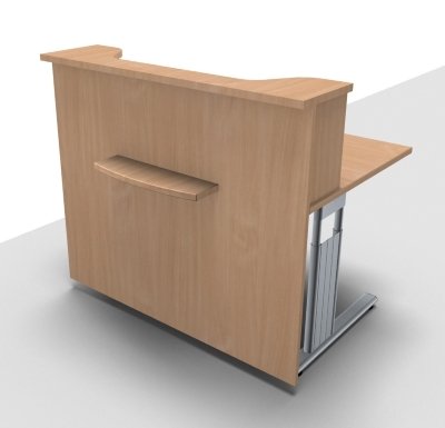 Empfangstheke Solid 120 cm mit Taschenablage  Buche mit Ausschnitt