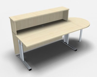 Empfangstheke Solid 160 cm mit Anbautisch Ahorn ohne Monitorausschnitt