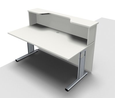 Empfangstheke Solid 160 cm Weiss Innenansicht mit Monitorausschnitt