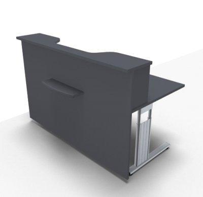 Empfangstheke Solid 160 cm onyxgrau Frontansicht mit Monitorausschnitt