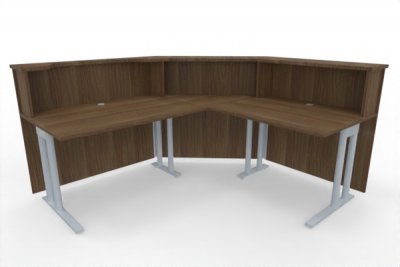 Empfangstheke Solid 200 x 180 cm Innanansicht Nussbaum