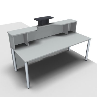 Empfangstheke Solid 200 cm Lichtgrau mit Designaufsatz Innenansicht