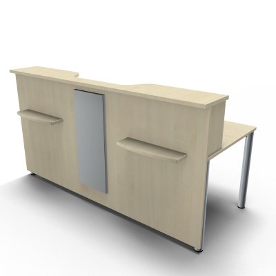 Empfangstheke Solid 200 cm mit Designblende Frontansicht Ahorn