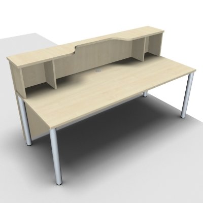 Empfangstheke Solid 200 cm mit Monitorausschnitt Ahorn Innenansicht