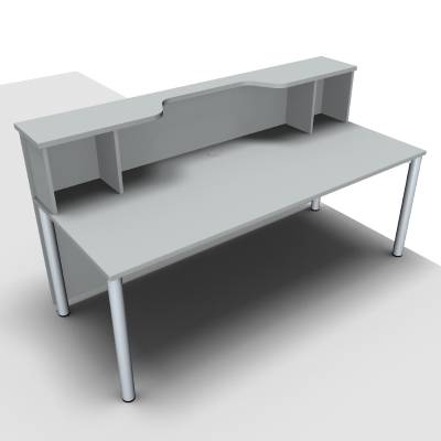 Empfangstheke Solid 200 cm mit Monitorausschnitt lichtgrau innenansicht