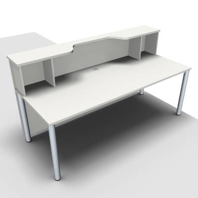 Empfangstheke Solid 200 cm mit Monitorausschnitt weiß Innenansicht