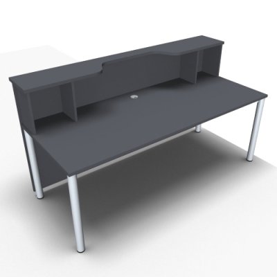 Empfangstheke Solid 200 cm mit Monitorausschnitt onyxgrau Innenansicht