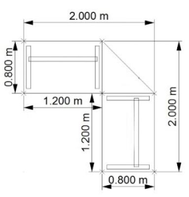 Empfanstheke Solid 200 x 200 cm Kombinatino 1 Maße
