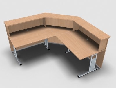Empfanstheke Solid 200 x 200 cm Kombinatino 1 Buche Innenansicht