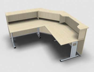 Empfangstheke Solid 200 x 200 cm Kombination 2 Ahorn Innenansicht