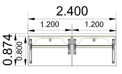 Empfangstheke Solid 240cm K2 Stellfäche