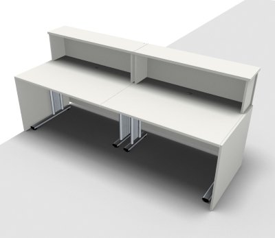 Empfangstheke Solid 240 cm gerade Weiß Innenansicht