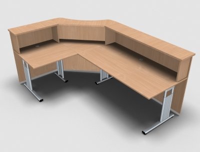 Empfanstheke Solid 240 x 160 cm Buche Innenansicht