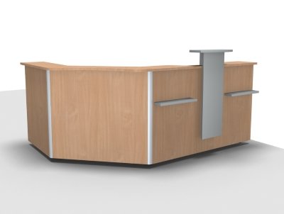 Empfangstheke Solid 240 x 160 cm K2 Buche Frontansicht