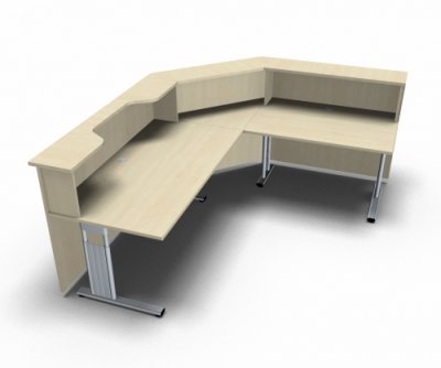 Empfangstheke Solid 240x200 cm Ahorn Innenansicht