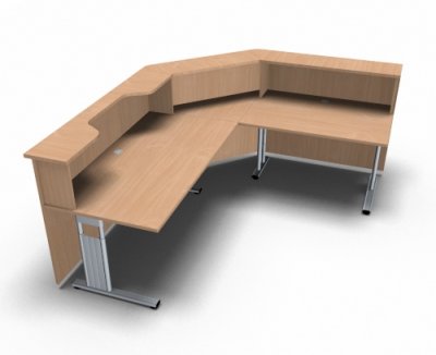 Empfangstheke Solid 240x200 cm Buche Innenansicht