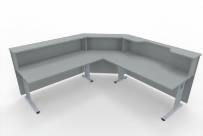 Empfangstheke Solid Winkeltheke 240x240 cm K3 Lichtgrau Innenansicht