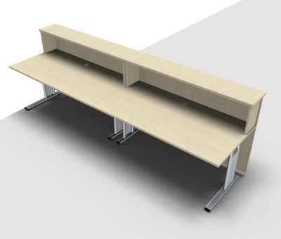 Empfangstheke Solid 320 cm gerade Ahorn Innenansicht