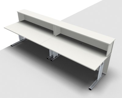 Empfangstheke Solid 320 cm gerade Weiß Innenansicht