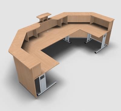 Empfanstheke Solid 340 x 160 cm Buche Innenansicht