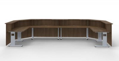 Empfangstheke 480 x 200 cm U-Form Nussbaum