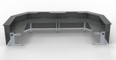Empfangstheke 480 x 200 cm U-Form Onyxgrau