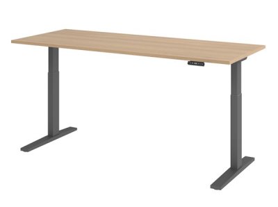 Ergonomischer Schreibtisch 200 x 80 cm Gestellfarbe Grafit Tischplatte Eiche