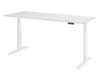 Ergonomischer Schreibtisch 200 x 80 cm Gestellfarbe Weiß Tischplatte Weiß