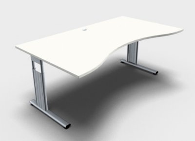Schreibtisch Mega Ergo 180 cm Weiss