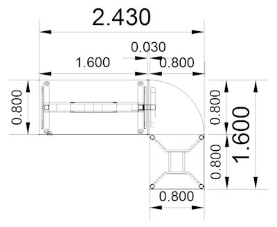 Ergonomischer Winkelschreibtisch VXM4 243 x 160 cm