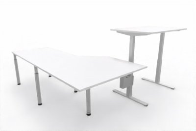 Ergonomischer Winkelschreibtisch VXY10 243x240 cm Weiß