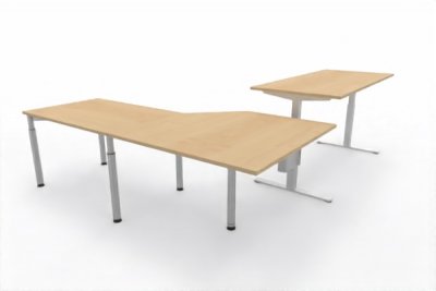 Winkelschreibtisch elektrisch VXY12 303x240 cm Ahorn