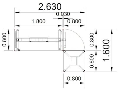 Ergonomischer Winkelschreibtisch VXY5 263 x 160 cm Stellfäche