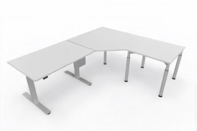 Ergonomischer Winkelschreibtisch VXY7 243 x 200 cm Lichtgrau