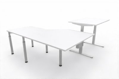 Ergonomischer Winkelschreibtisch VXY7 243 x 200 cm Weiß