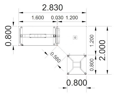 Ergonomischer Winkelschreibtisch VXY8 283 x 200 cm Zeichnung