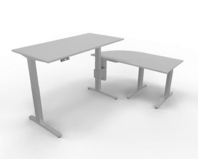 Winkelschreibtisch XBM10 Lichtgrau Gestell silber