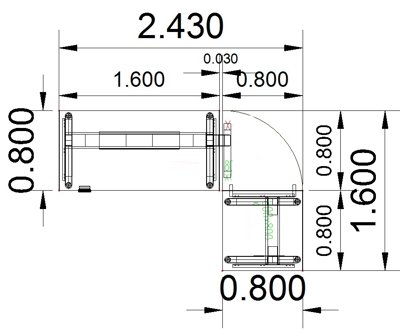 Winkelschreibtisch XBM10 Stellfläche