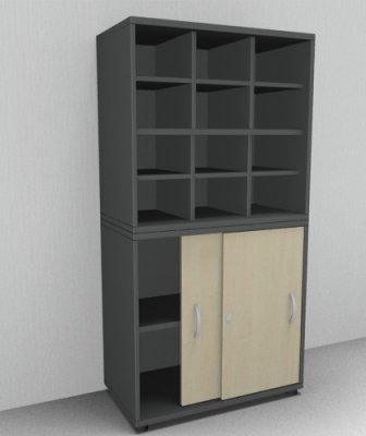 Fächerschrank TEN mit 12 Fächern onyxgrau Ahorn